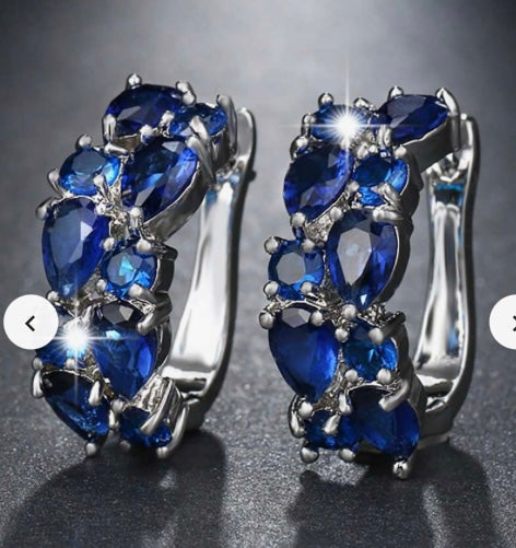 CZ Earrings - Blue