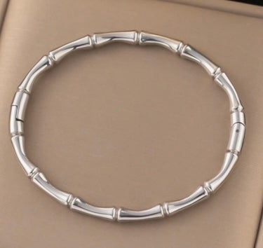 Bamboo Style Bangle Bracelet - Silver