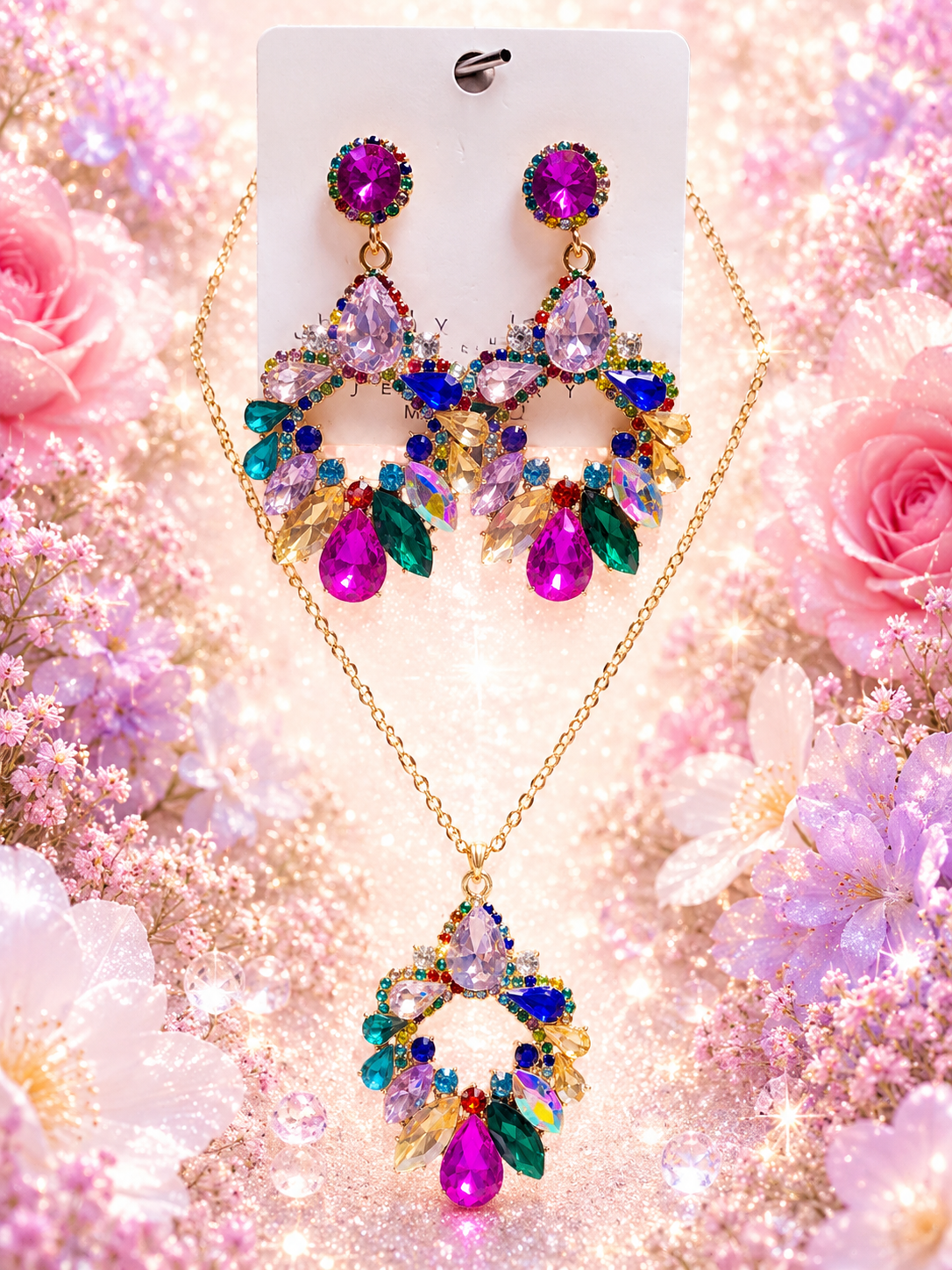 Custom Necklace - Colored Glass - Multi