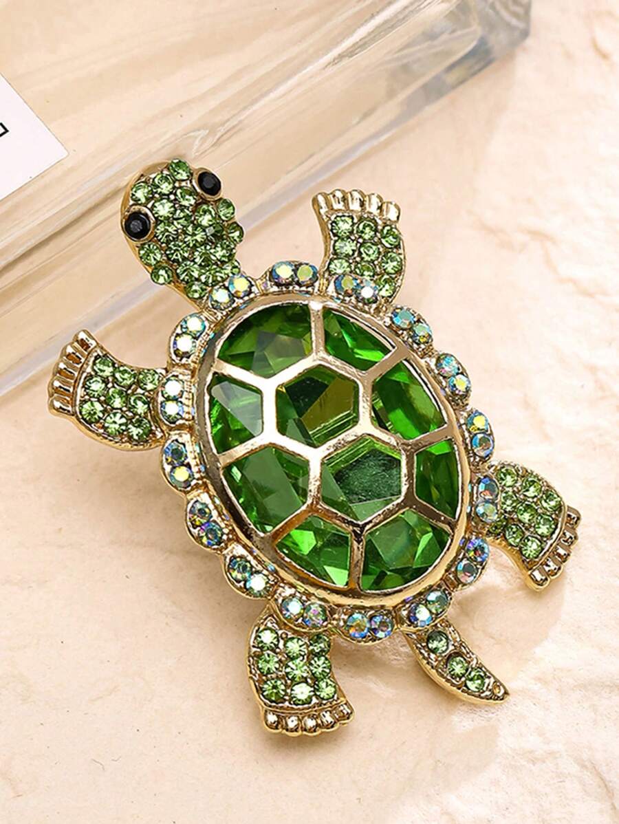 Crystal Turtle Brooch