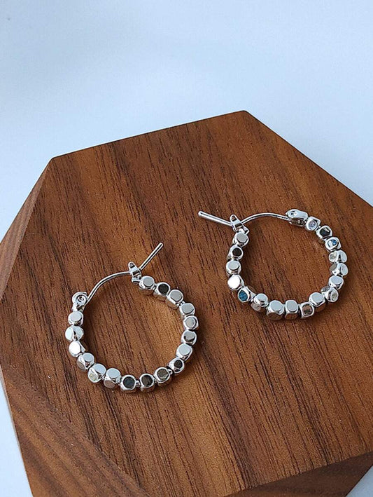 Round Bead Hoop Earring