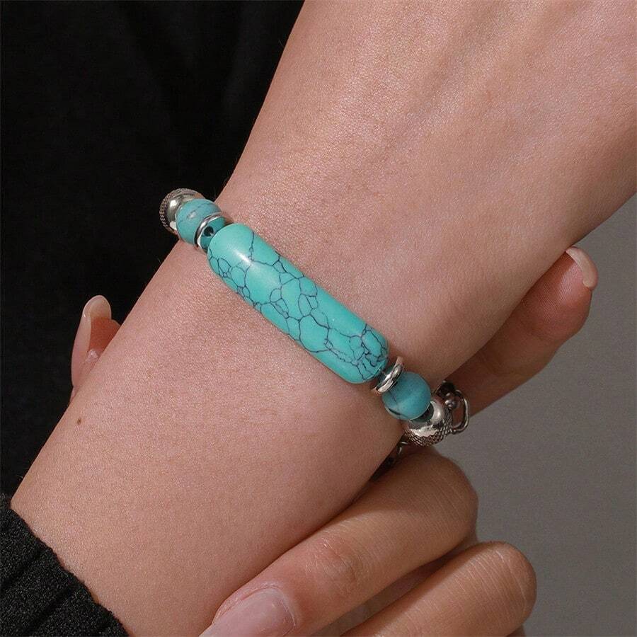 Stainless Steel Turquoise Bar Bracelet