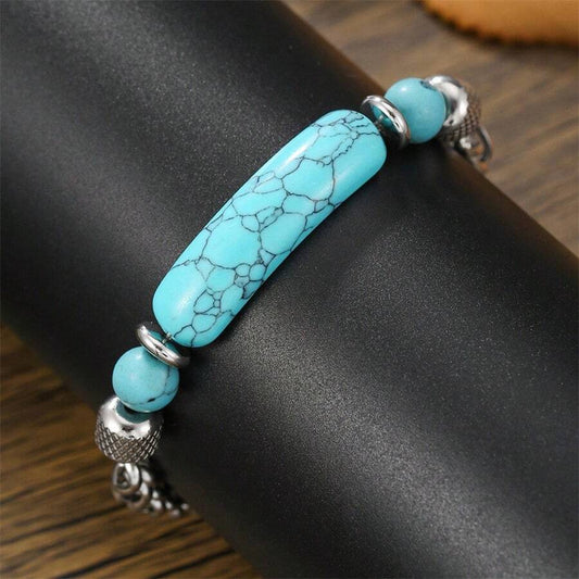 Stainless Steel Turquoise Bar Bracelet