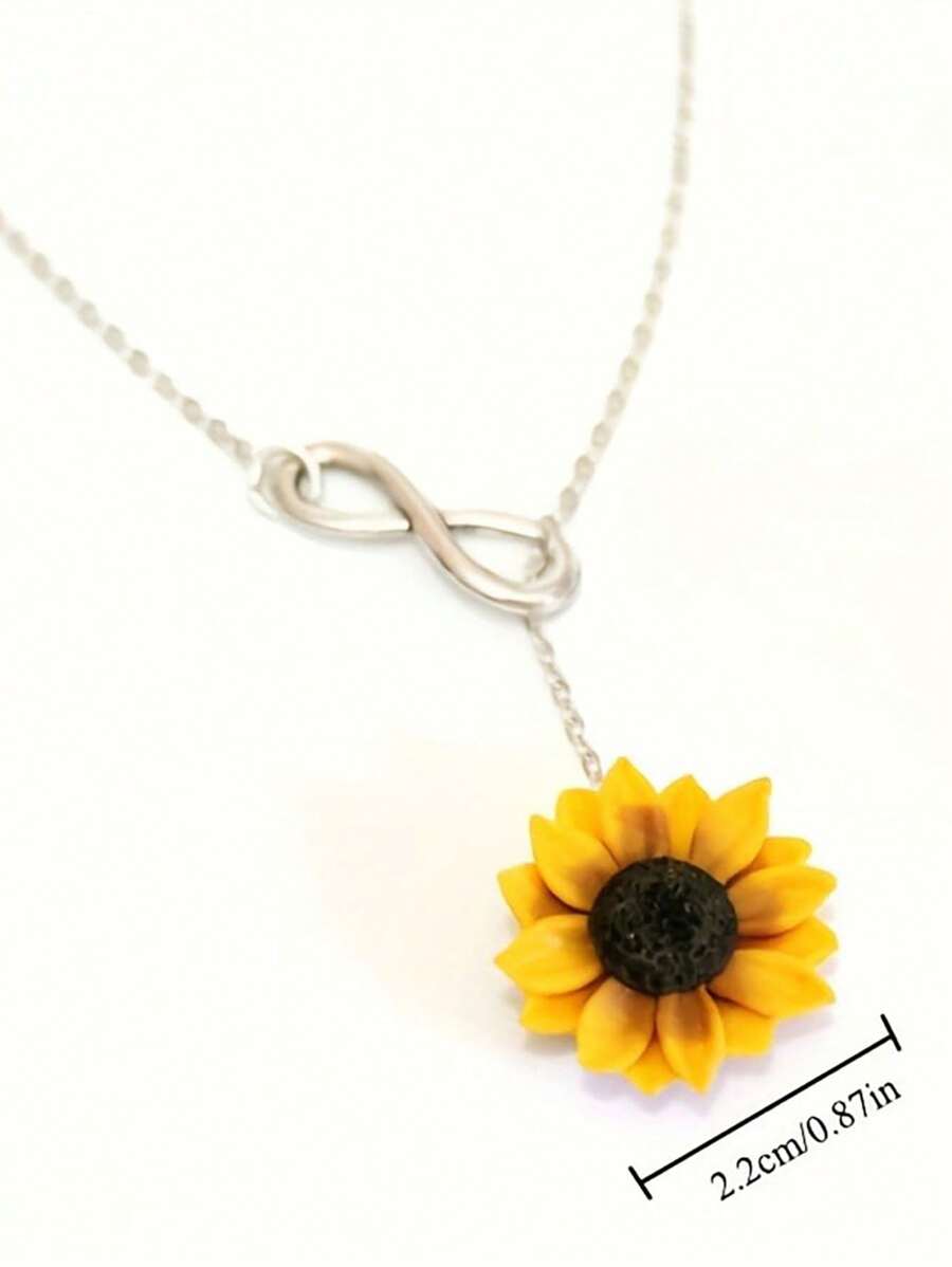Infinity Heart Sunflower Necklace