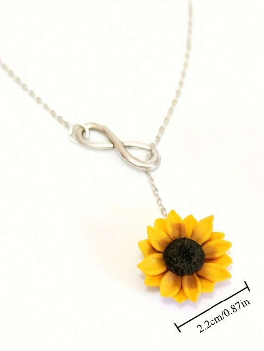 Infinity Heart Sunflower Necklace