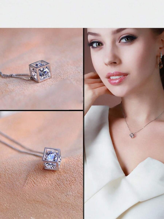 CZ in a Cube Pendant