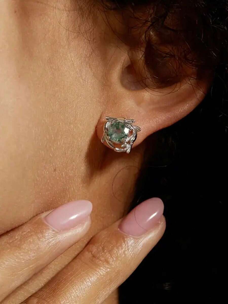 Green Stone Studs
