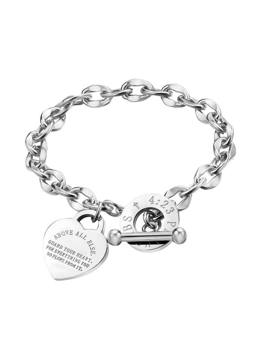 Proverbs 4:23 Heart Toggle Bracelet