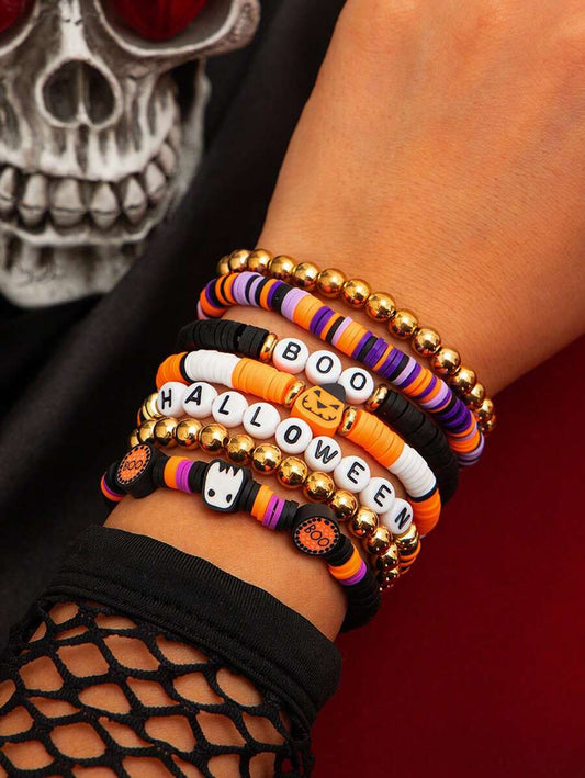 Set of 7 Clay Beaded Bracelet Stack