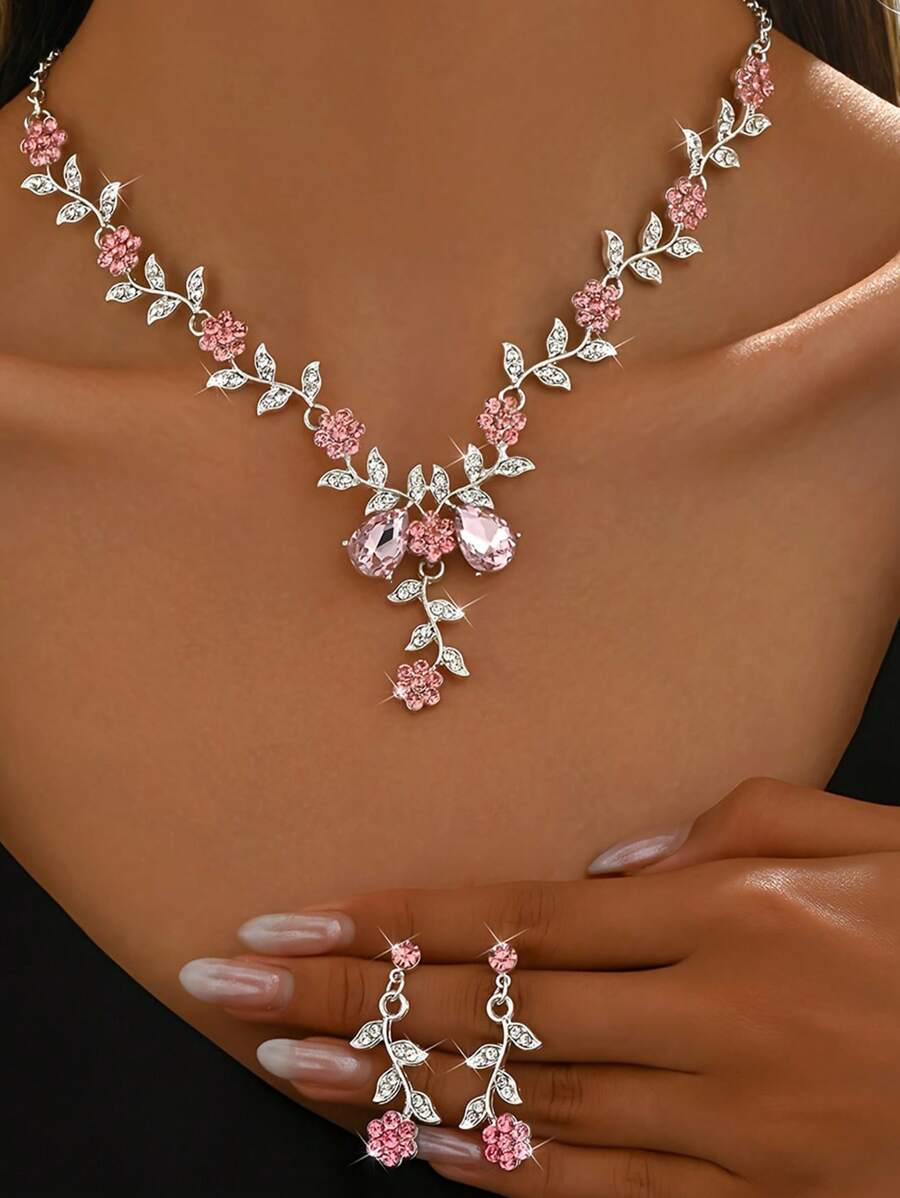 Sunflower Crystal Jewelry Set - Pink