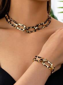 Leopard Geometric Gold Bracelet