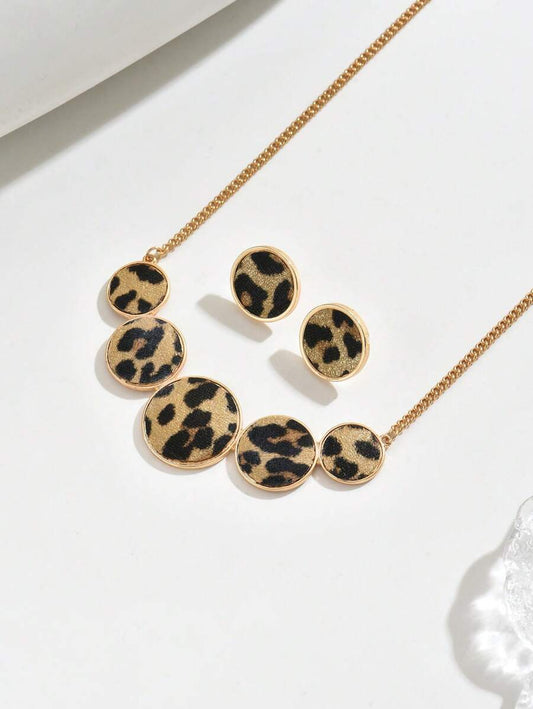 Leopard Gold Necklace and Earrings Set