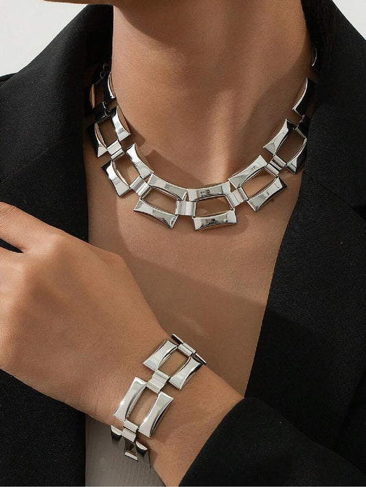 Geometric Silver Bracelet