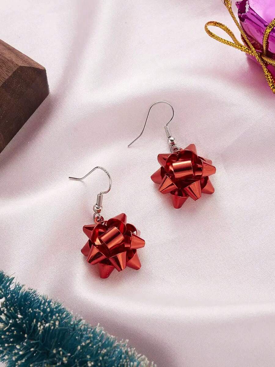 Christmas Ribbon Earrings - Red