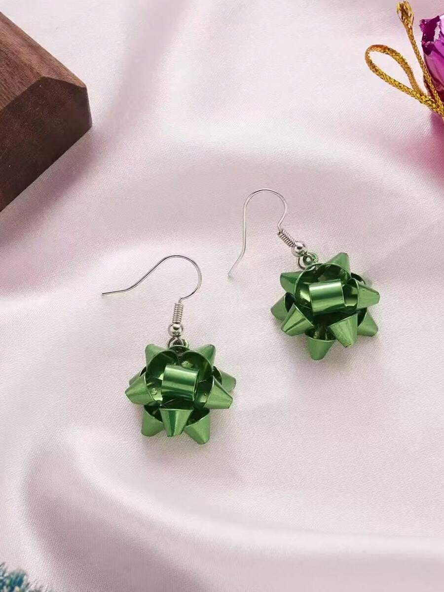 Christmas Ribbon Earrings - Green