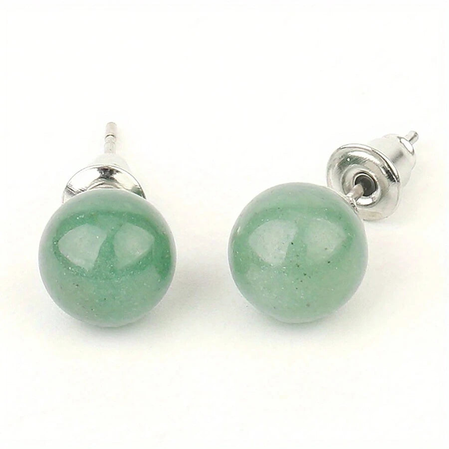 Natural Sone Studs - Green