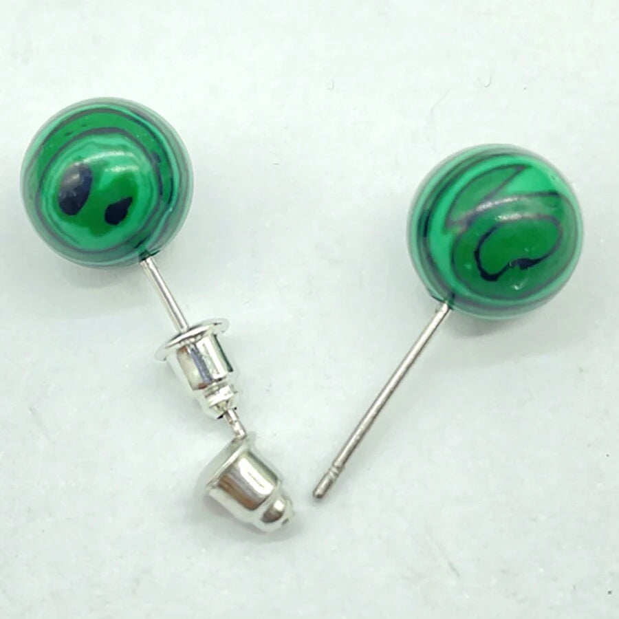 Natural Sone Studs - Malachite