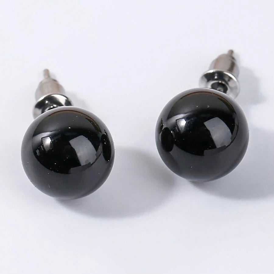 Natural Sone Studs - Black Onyx
