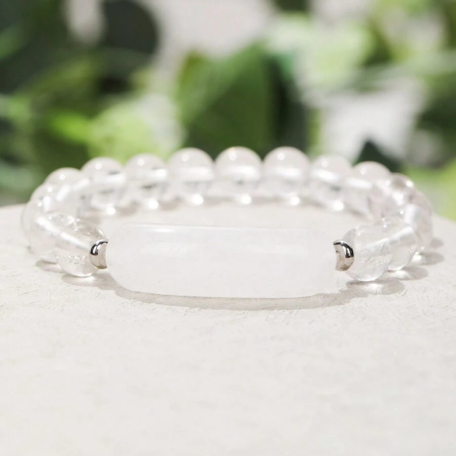 Natural Stone Rectangle Bracelet - White Crystal