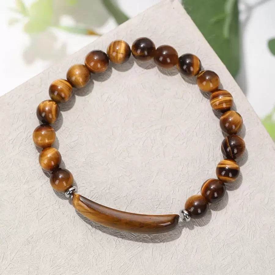 Natural Stone Rectangle Bracelet - Tiger Eye Stone