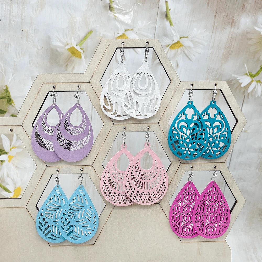 Wooden Earrings - Purple