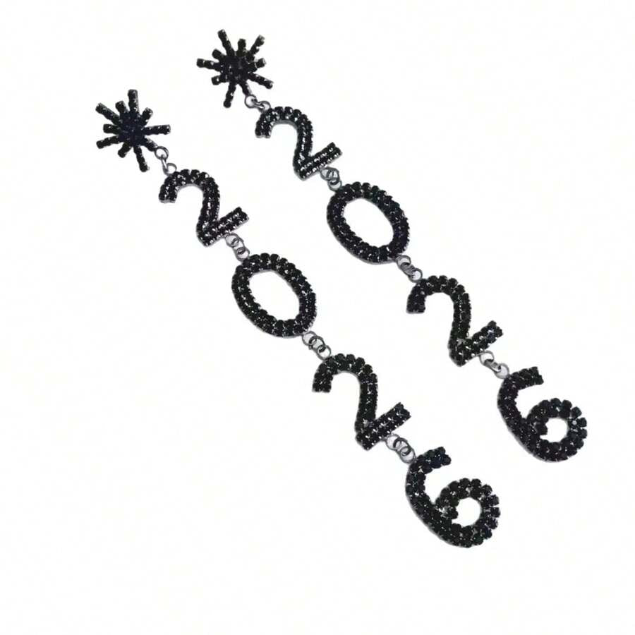 2026 Crystal Snowflake Earrings - Black