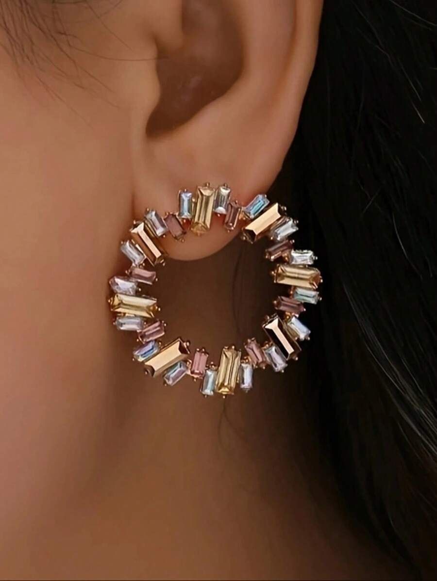 Round Crystal Earring - Orange