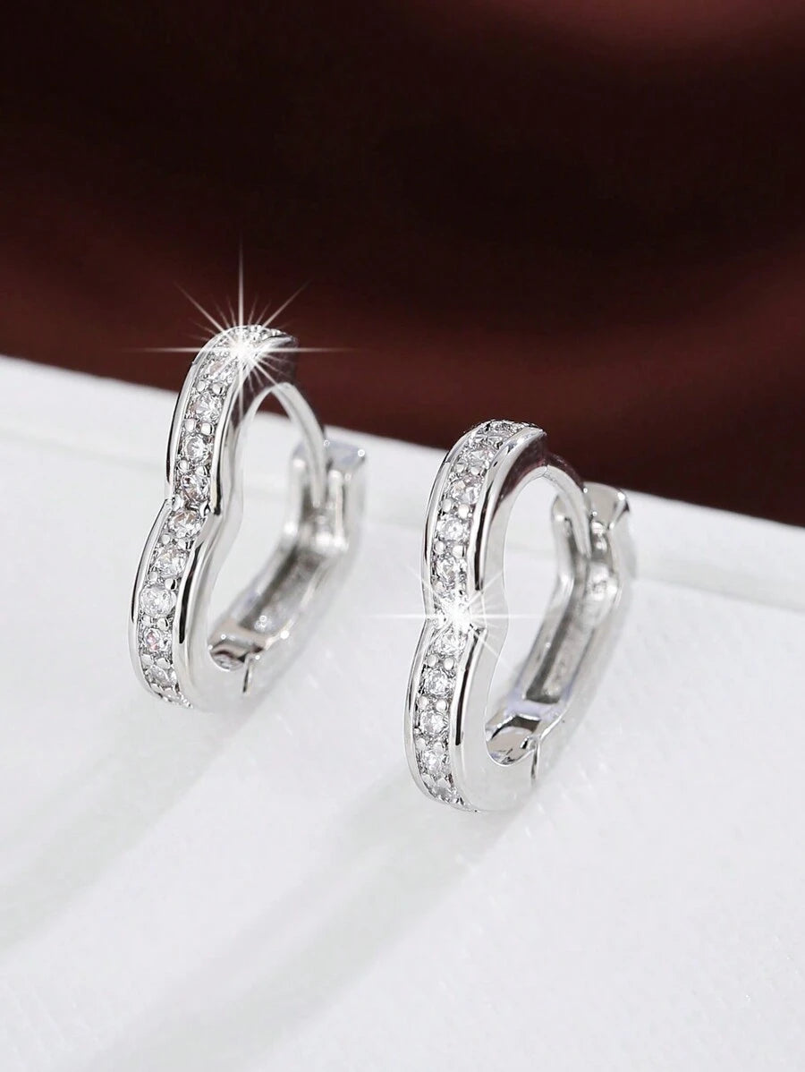 Heart Shaped Mini-hoop - Silver