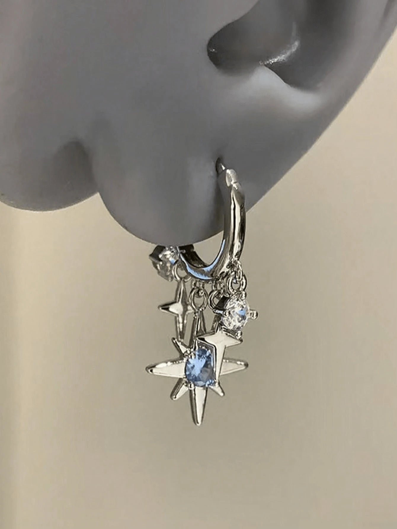 Four-Pointed Star Earrings - Blue