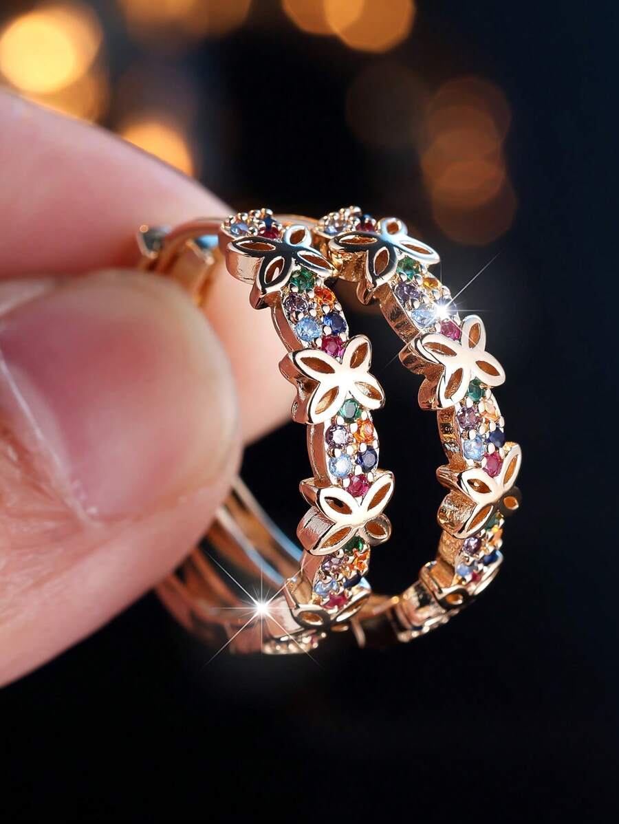 Hollow Butterfly Earrings - Multi/Gold