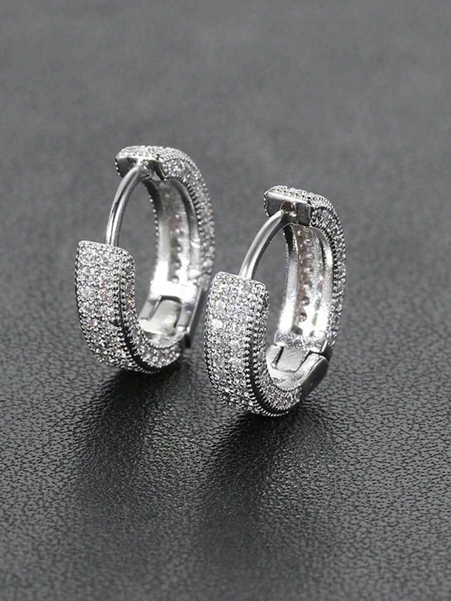 Full Rhinestone Hoop - Silver