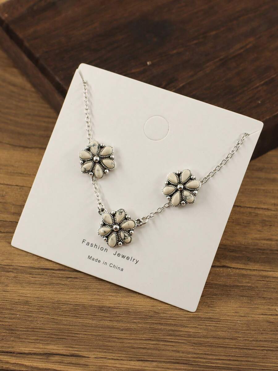 Small Flower Set - White Crackle