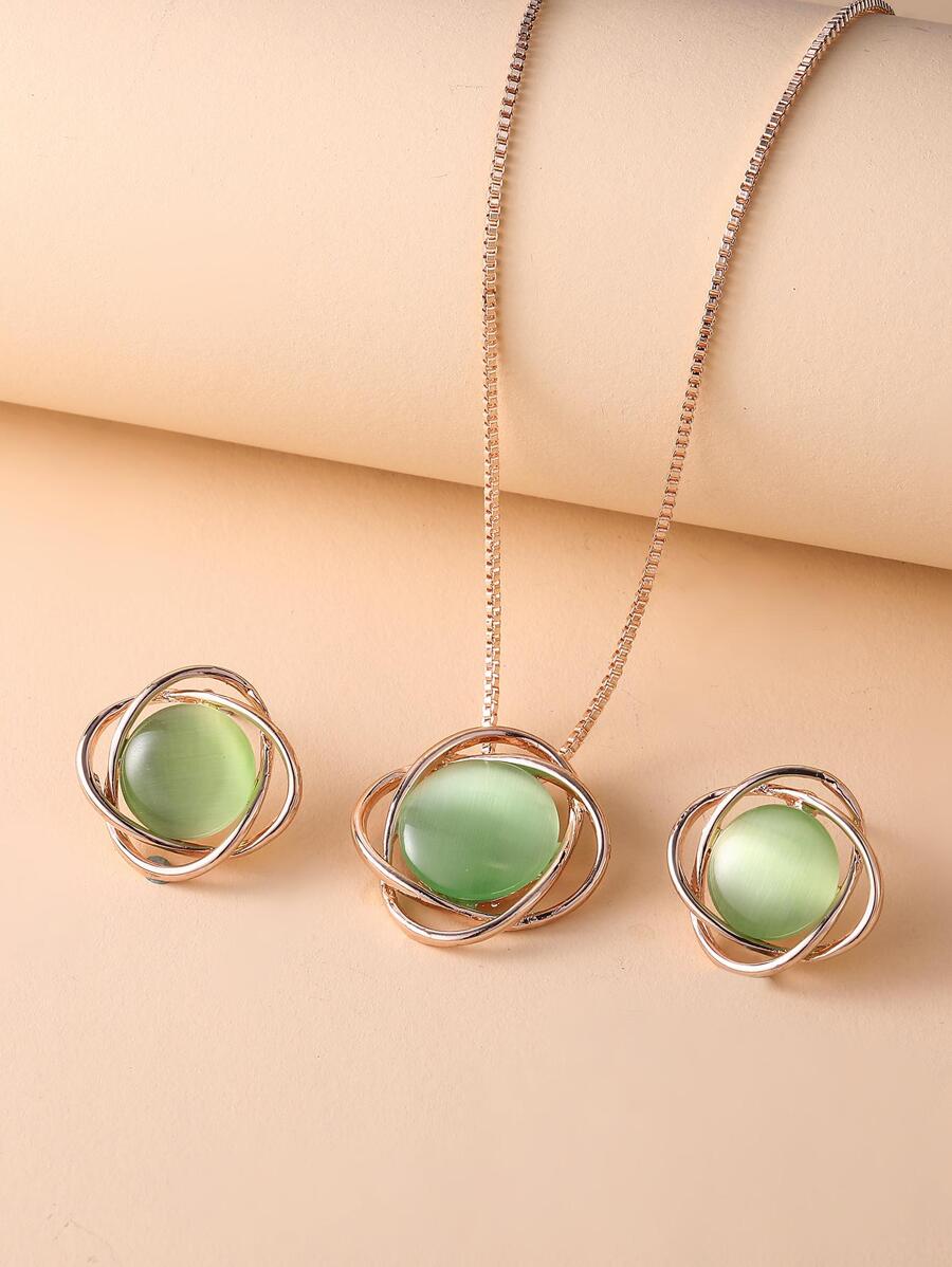 Stone Jewelry Set - Green