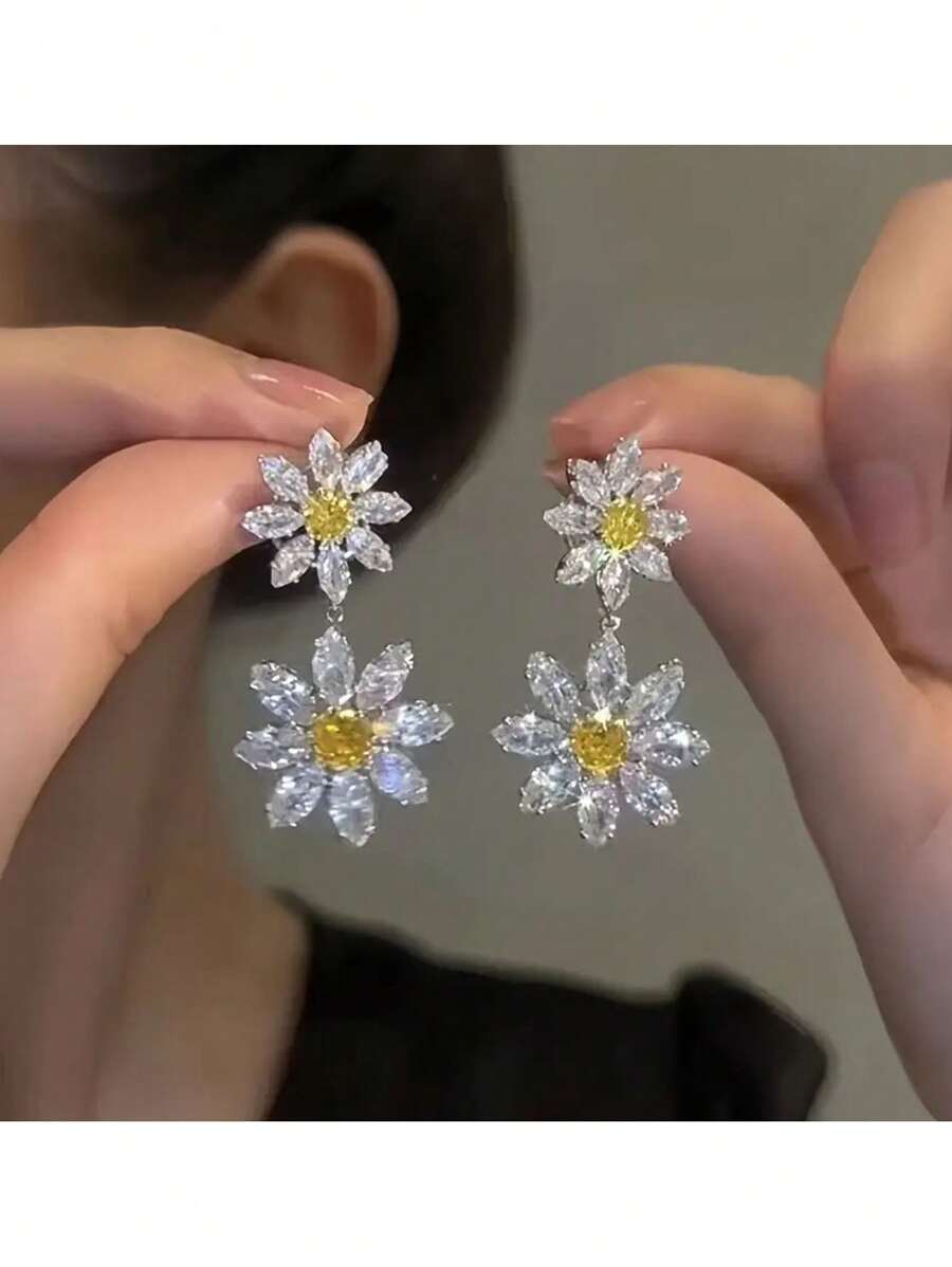 CZ Flower Earrings - Multi