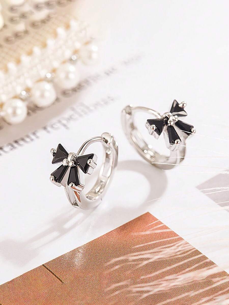 Bow Mini Hoops - Black