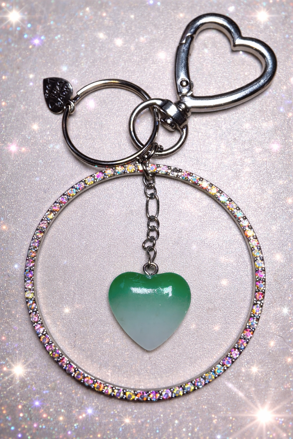 Bag Charm - Stone Heart - Green Ombre