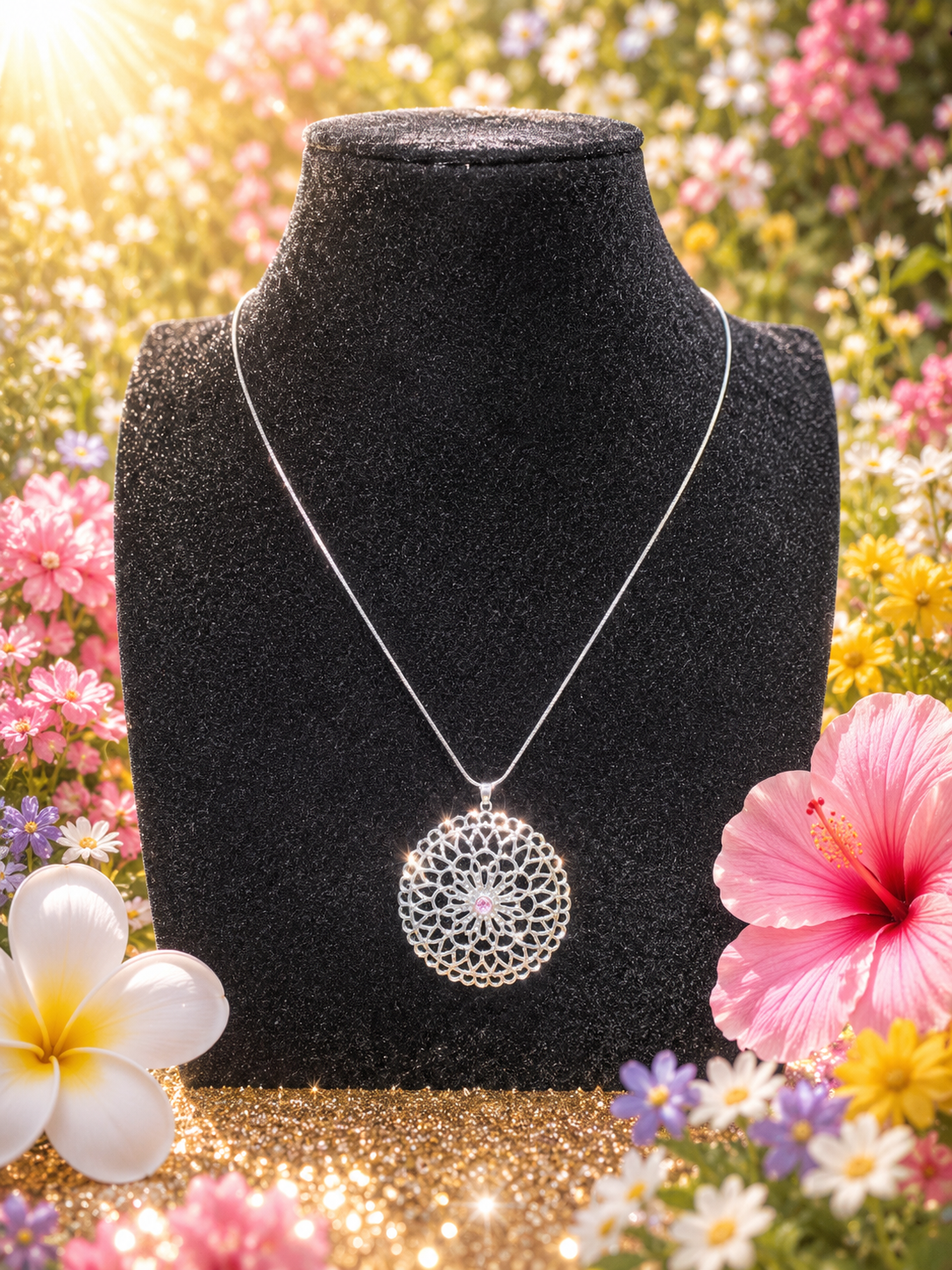 Custom Necklace - Garden Mantra - Pink