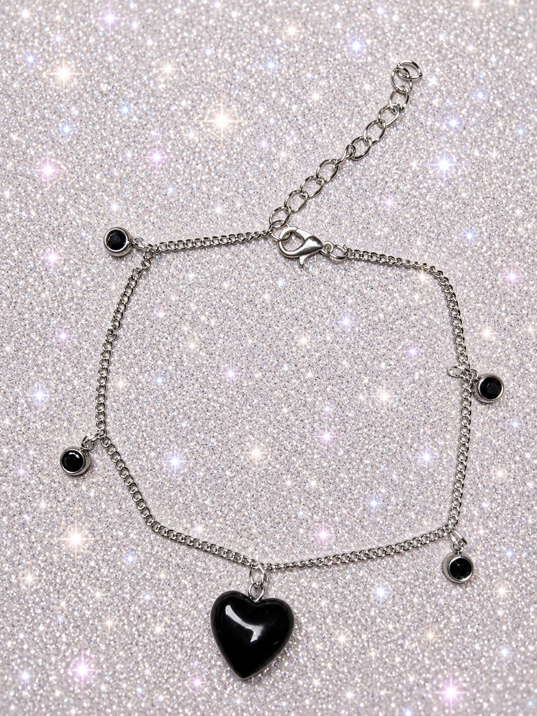 Custom Anklets - Heart Anklet - Black