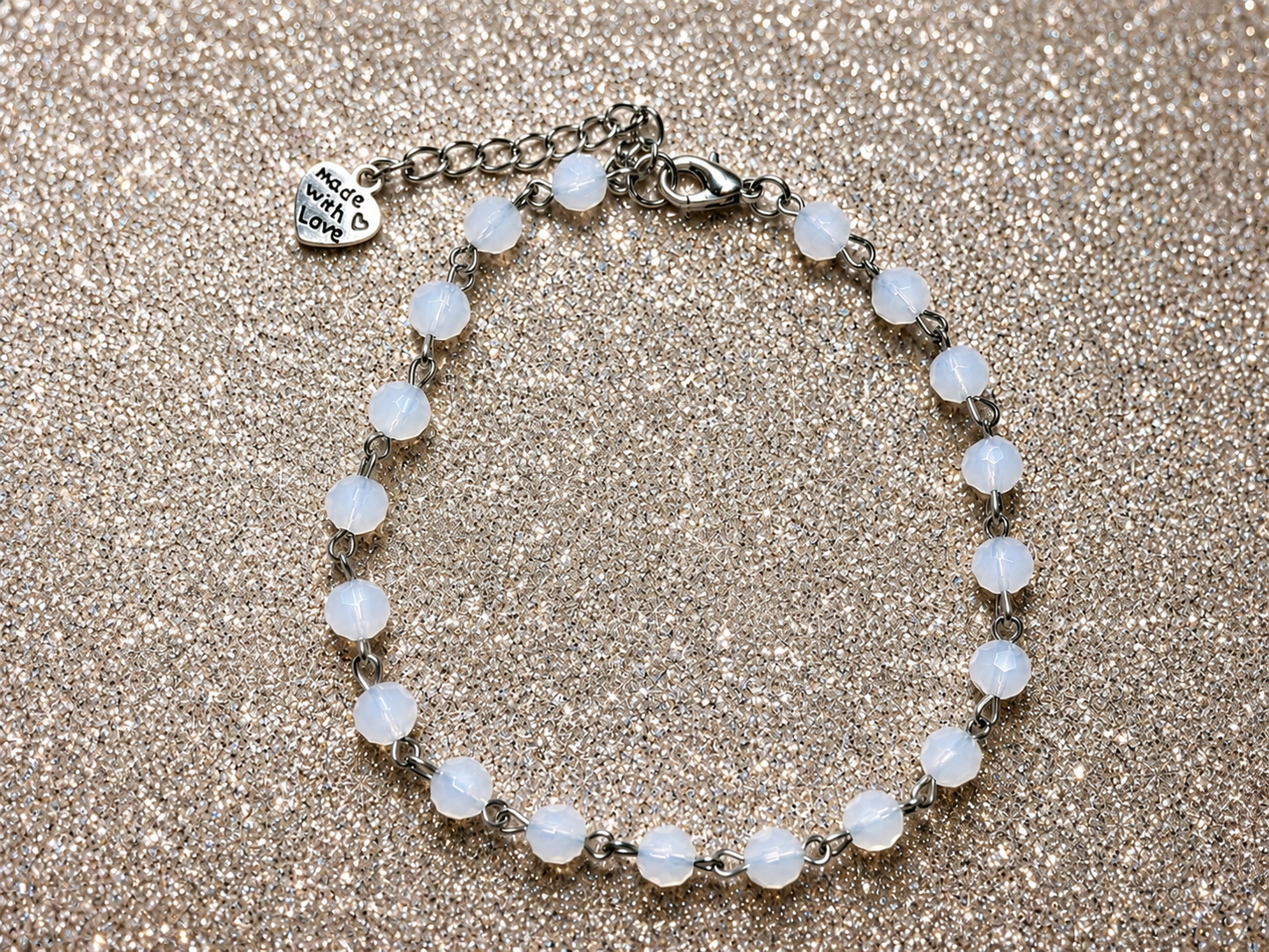 Custom Anklets - Beaded Anklet - White