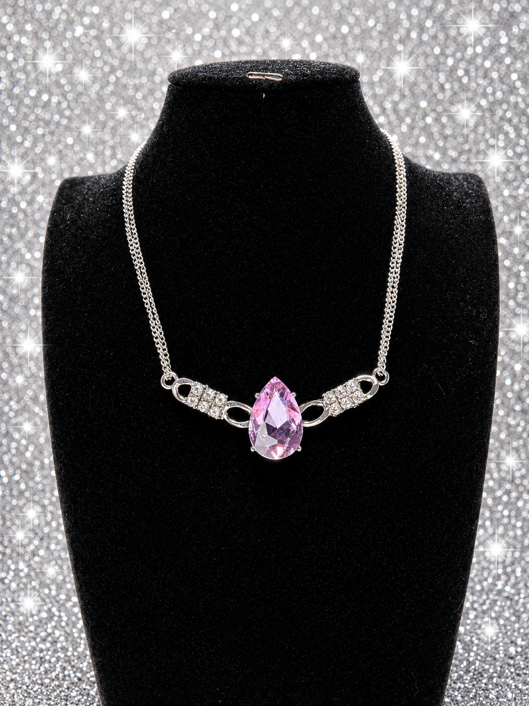 Teardrop Shaped Necklace - Purple