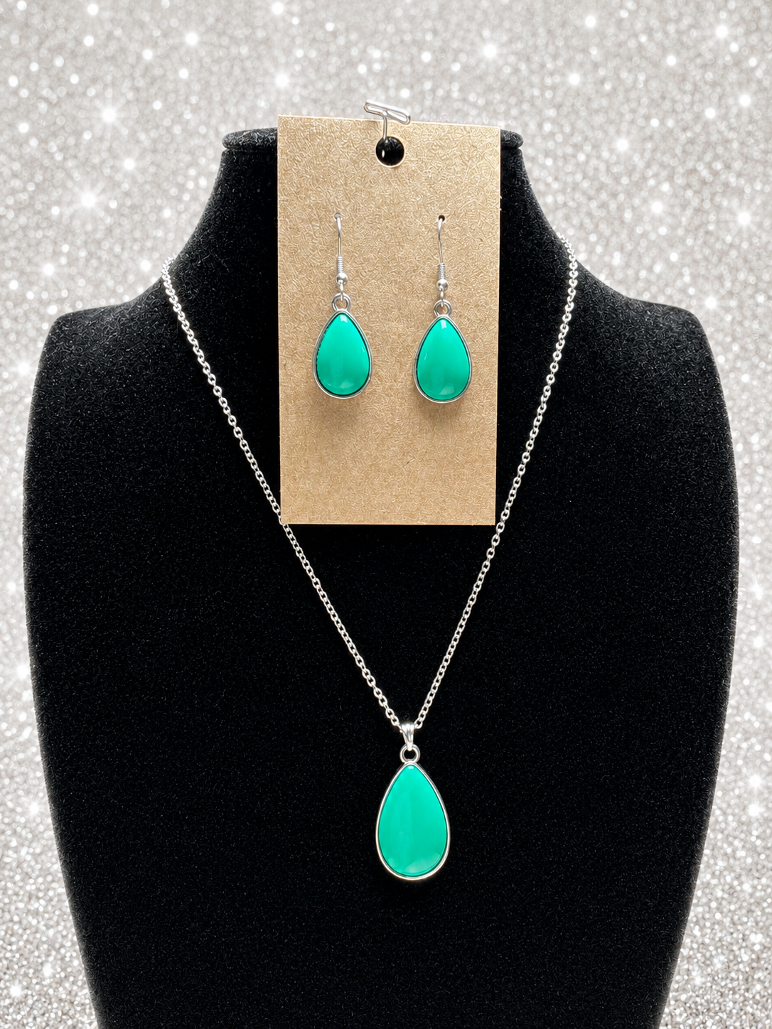 Custom Necklace - Teardrop - Mint Green