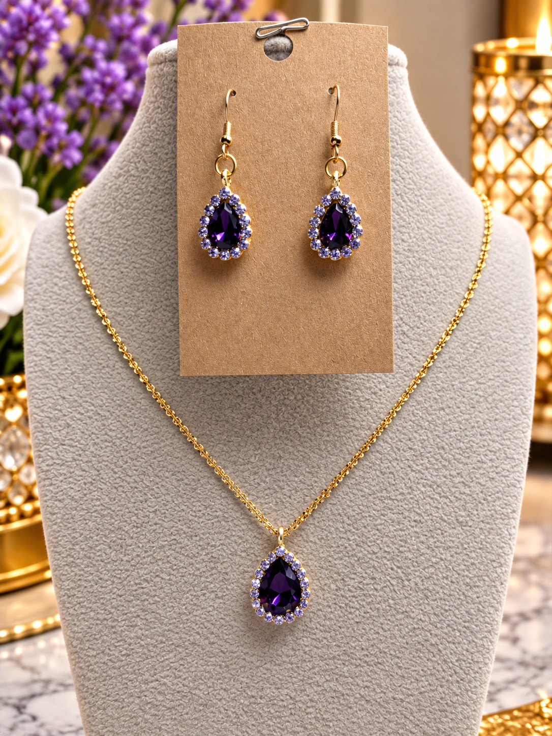 Custom Earrings - Teardrop - Purple