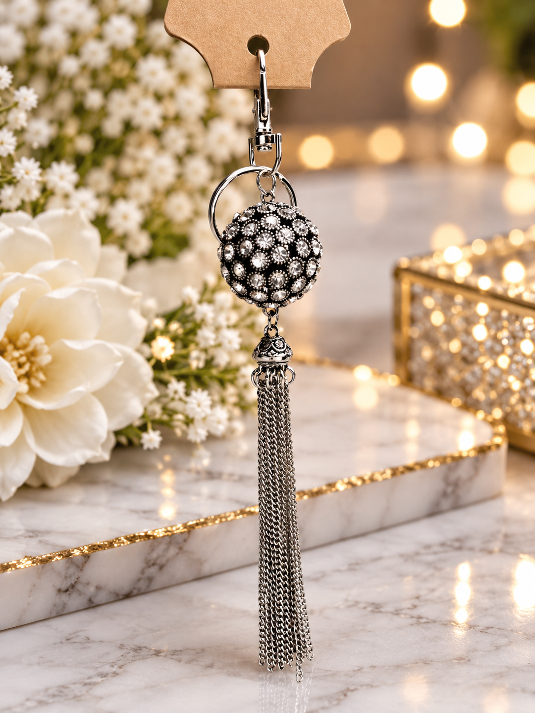 Bag Charm - Rhinestone Revolution - White