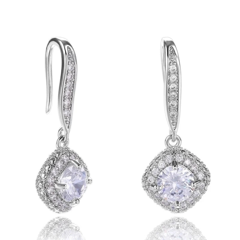 White Square Earrings