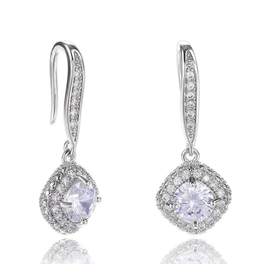 White Square Earrings