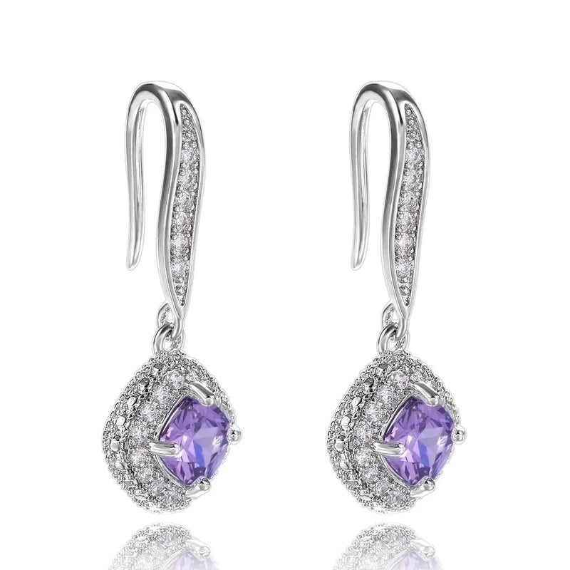Purple Square Earrings