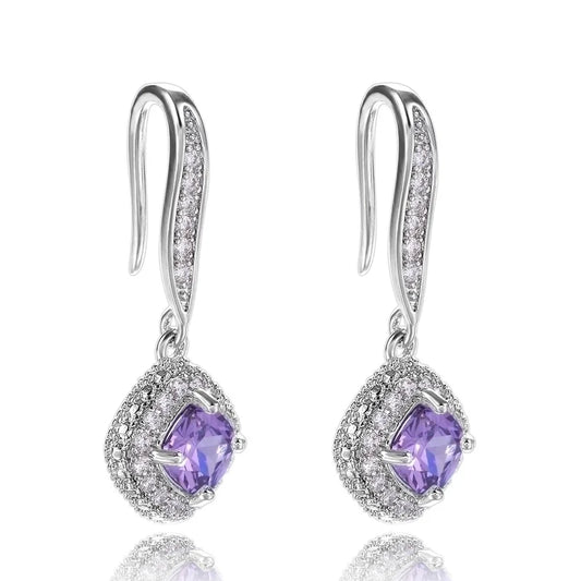 Purple Square Earrings
