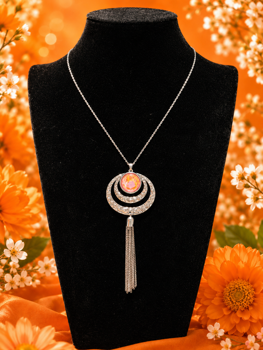 Custom Necklace with tassel - Orange
