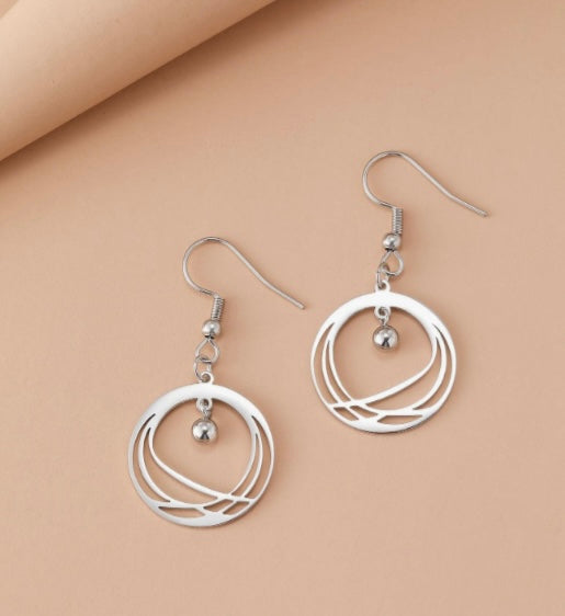 Geometric Circle Cross-Stripe Earrings