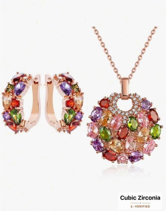 Mul Mona Lisa Round Zirconia Set - Rose Gold